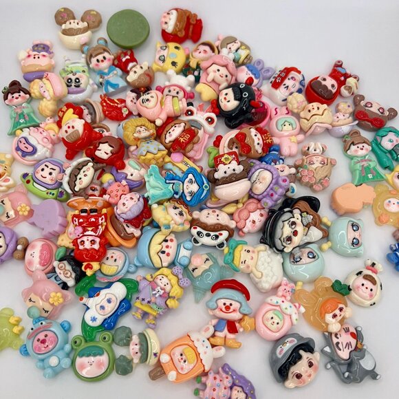 Random Mixed Character Resin Charms for DIY Jewelry, Hair Clips & Crafts - Picture 1 of 7